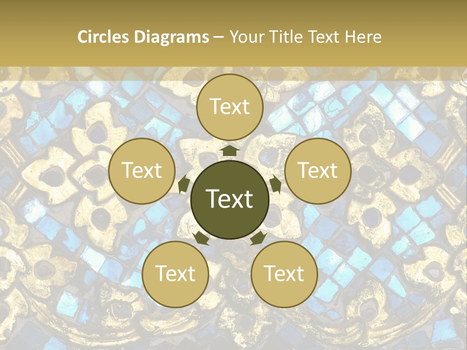 A Blue And Gold Background With A Gold Border PowerPoint Template