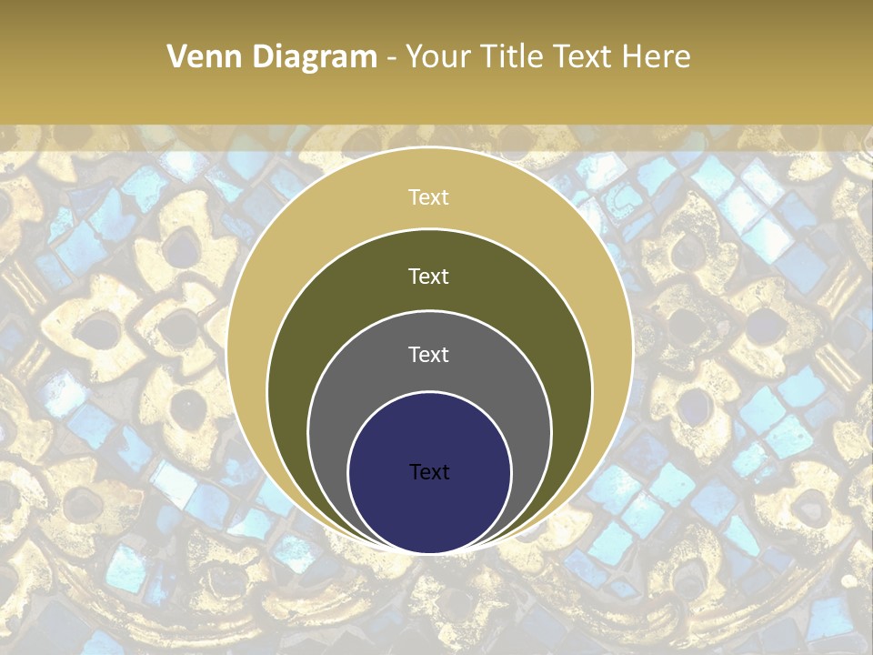 A Blue And Gold Background With A Gold Border PowerPoint Template