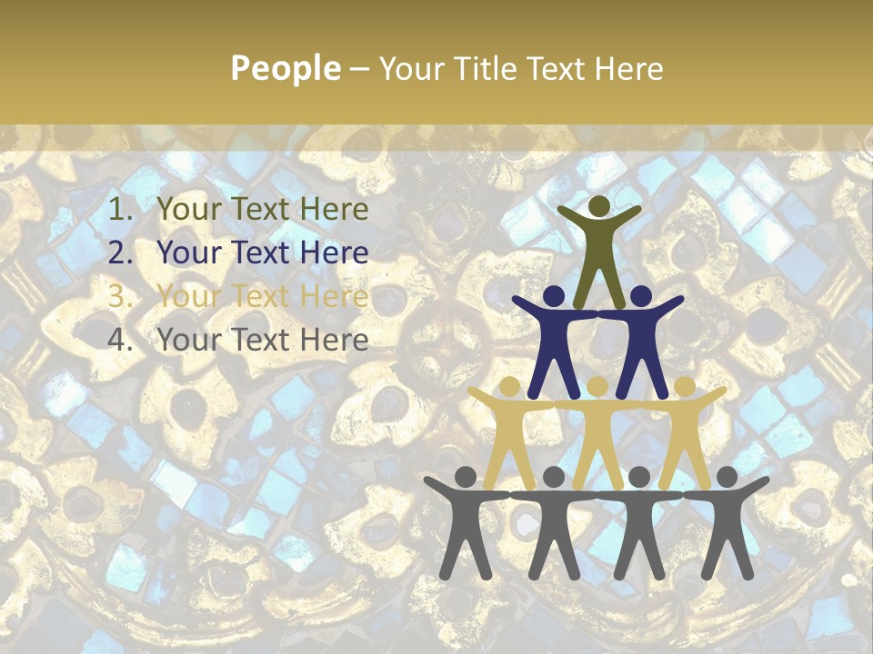 A Blue And Gold Background With A Gold Border PowerPoint Template