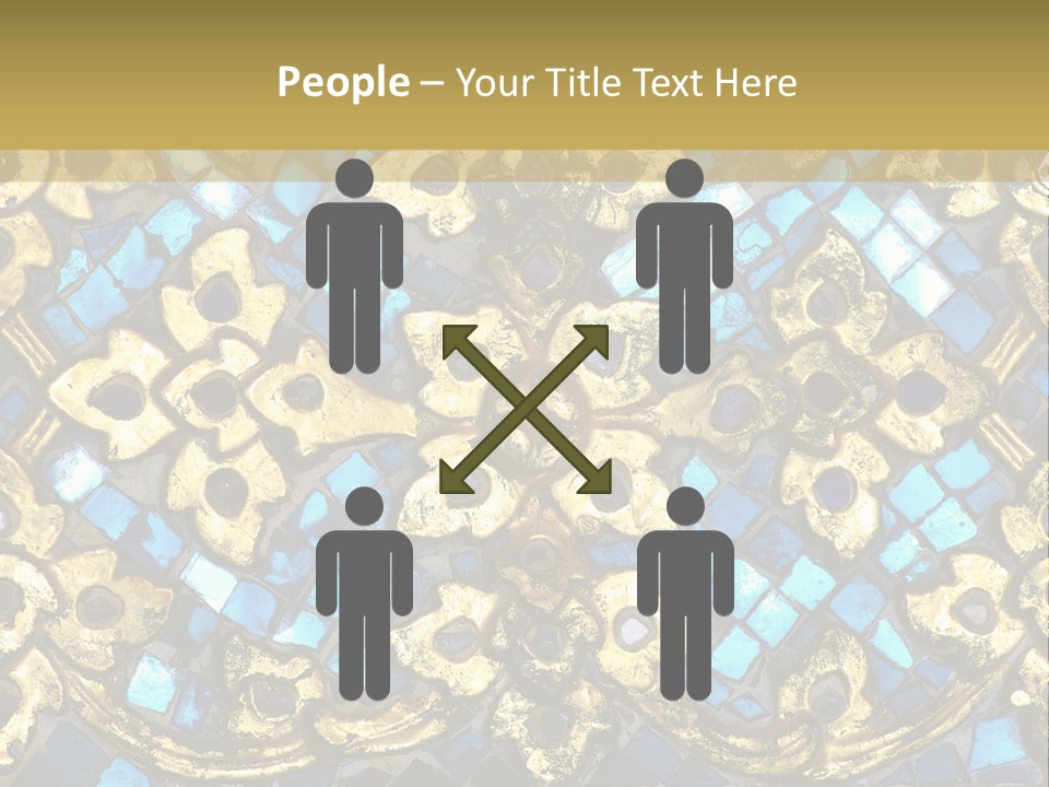 A Blue And Gold Background With A Gold Border PowerPoint Template