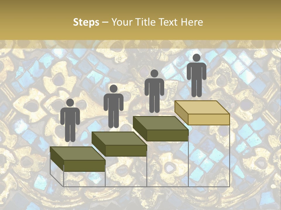 A Blue And Gold Background With A Gold Border PowerPoint Template