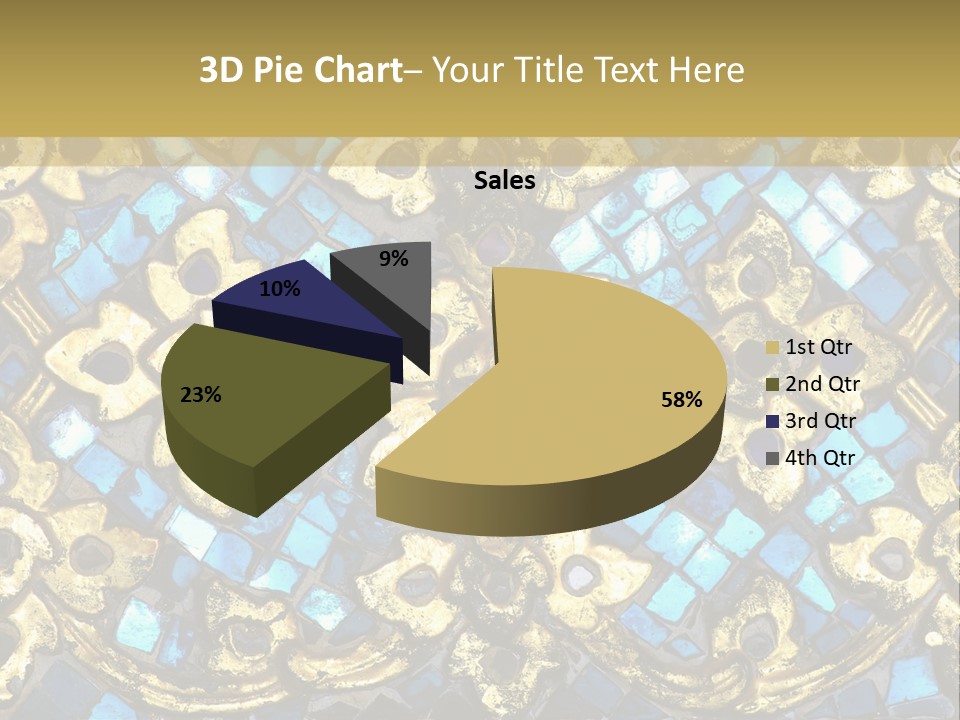A Blue And Gold Background With A Gold Border PowerPoint Template