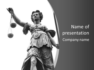 A Lady Justice Statue Holding A Scale Of Justice PowerPoint Template