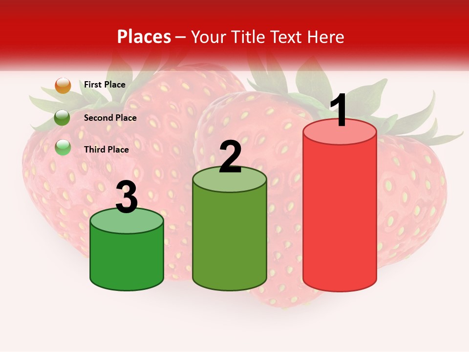 Two Strawberries With Green Leaves On A White Background PowerPoint Template