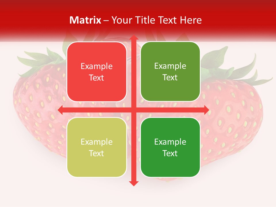 Two Strawberries With Green Leaves On A White Background PowerPoint Template