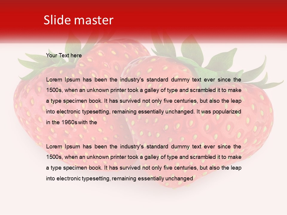 Two Strawberries With Green Leaves On A White Background PowerPoint Template