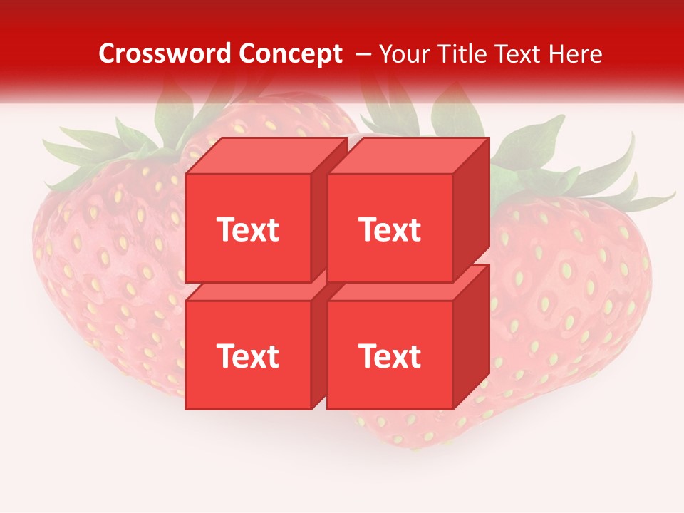 Two Strawberries With Green Leaves On A White Background PowerPoint Template