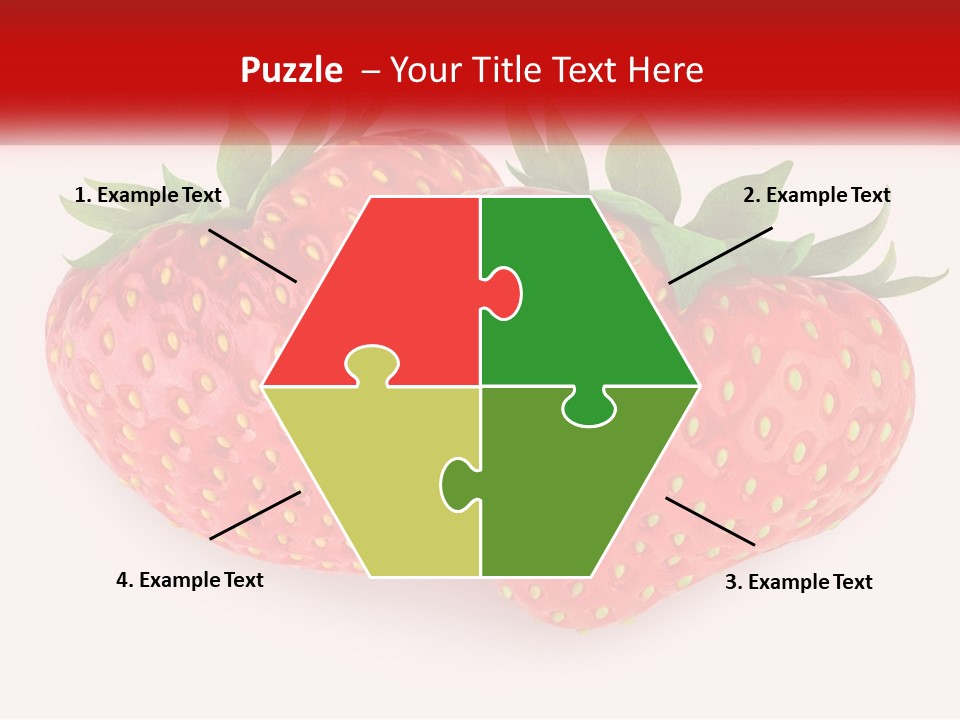 Two Strawberries With Green Leaves On A White Background PowerPoint Template