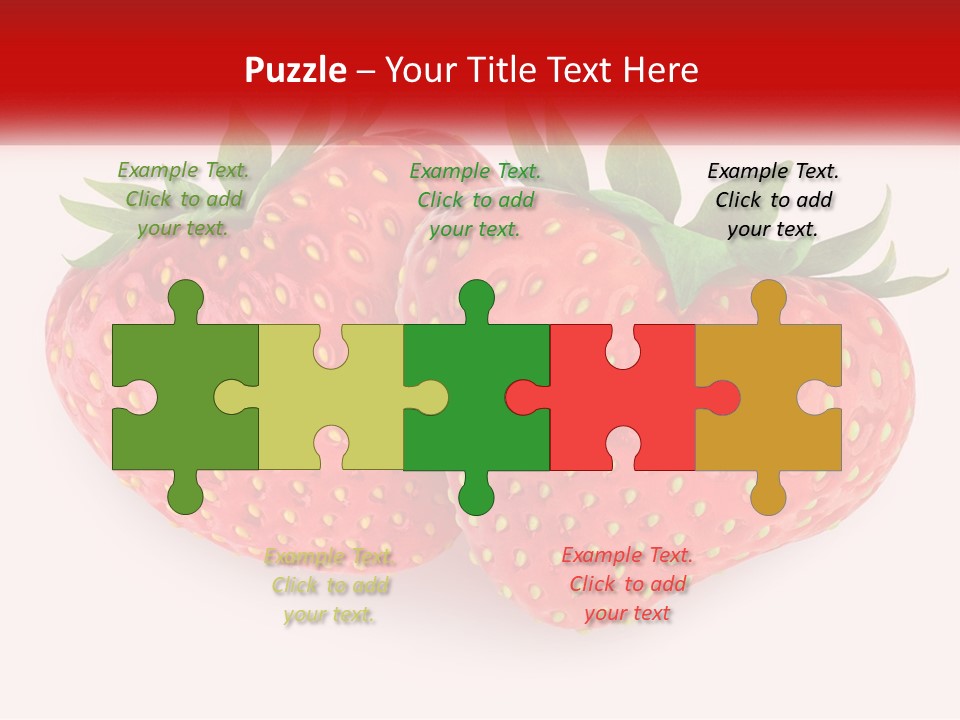 Two Strawberries With Green Leaves On A White Background PowerPoint Template