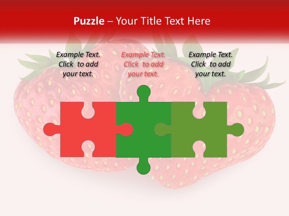 Two Strawberries With Green Leaves On A White Background PowerPoint Template