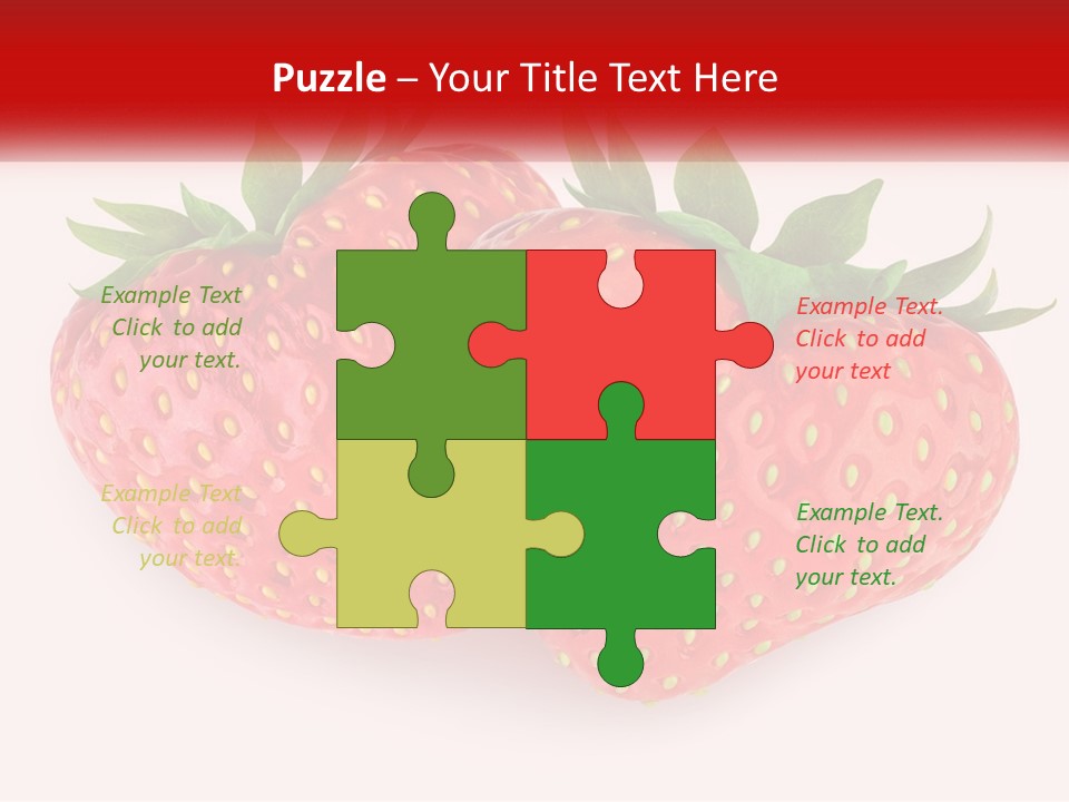 Two Strawberries With Green Leaves On A White Background PowerPoint Template