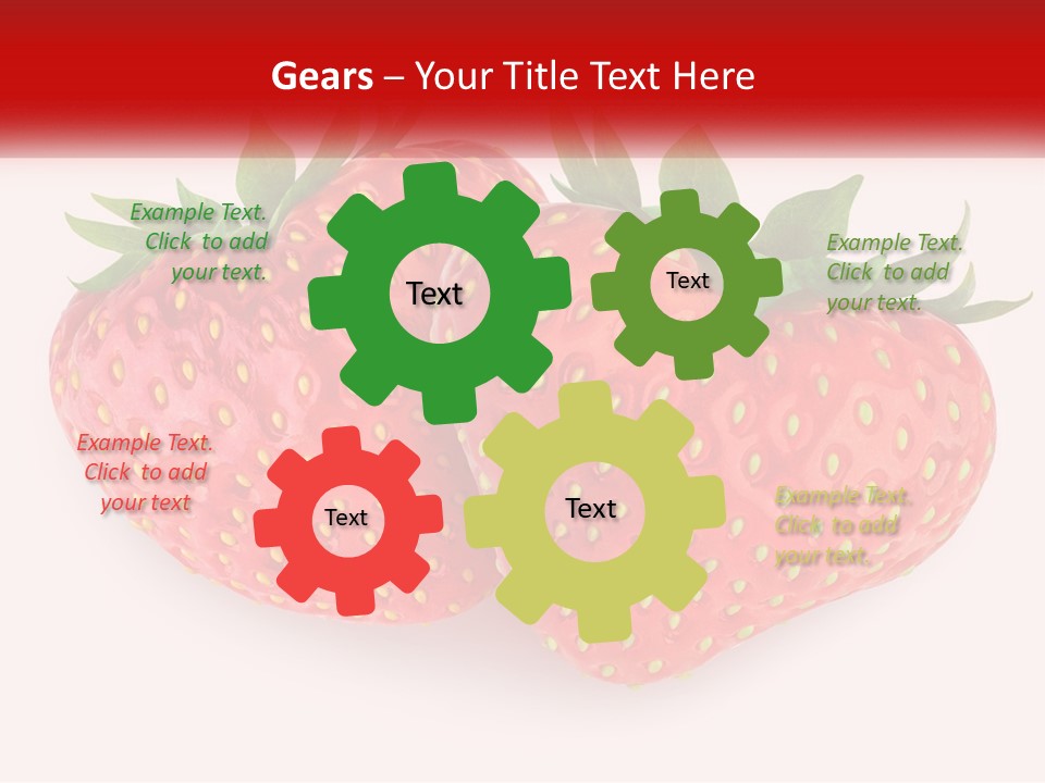 Two Strawberries With Green Leaves On A White Background PowerPoint Template