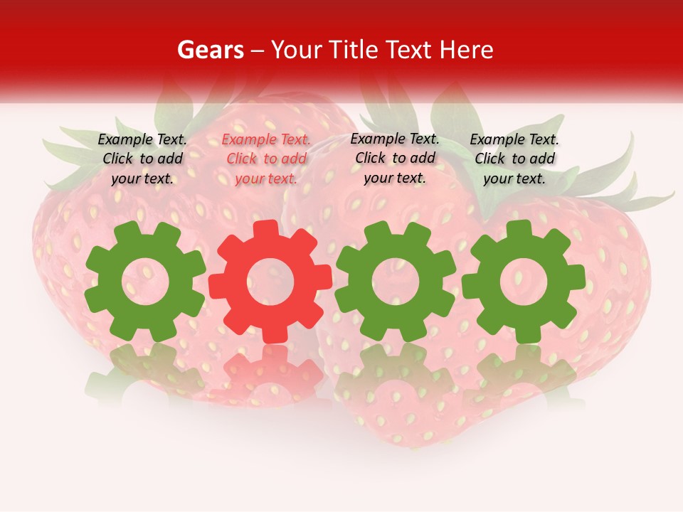 Two Strawberries With Green Leaves On A White Background PowerPoint Template