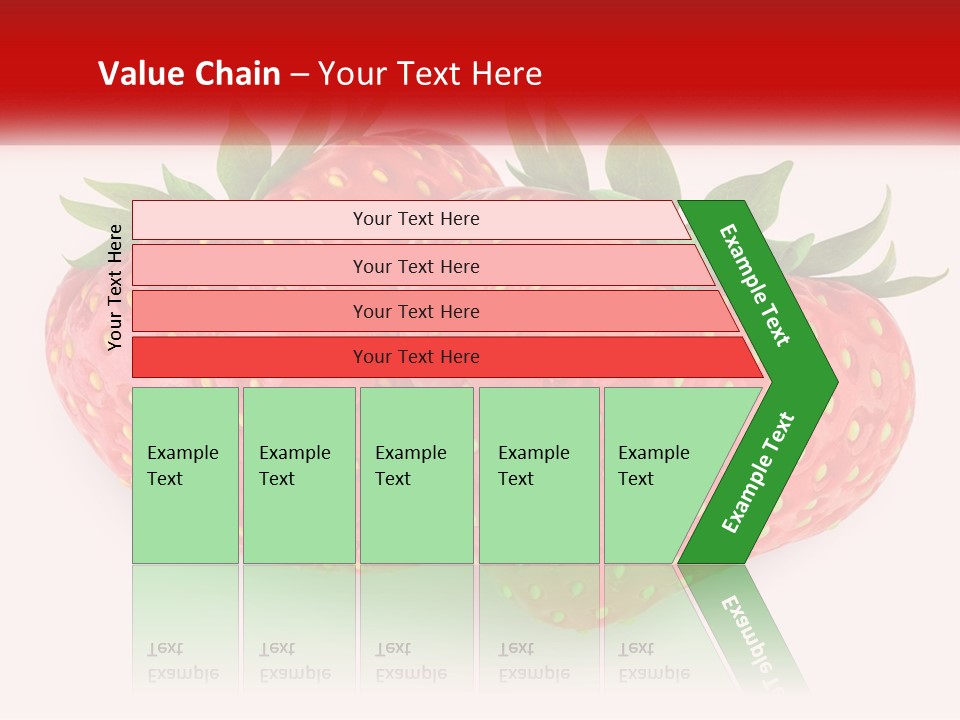Two Strawberries With Green Leaves On A White Background PowerPoint Template