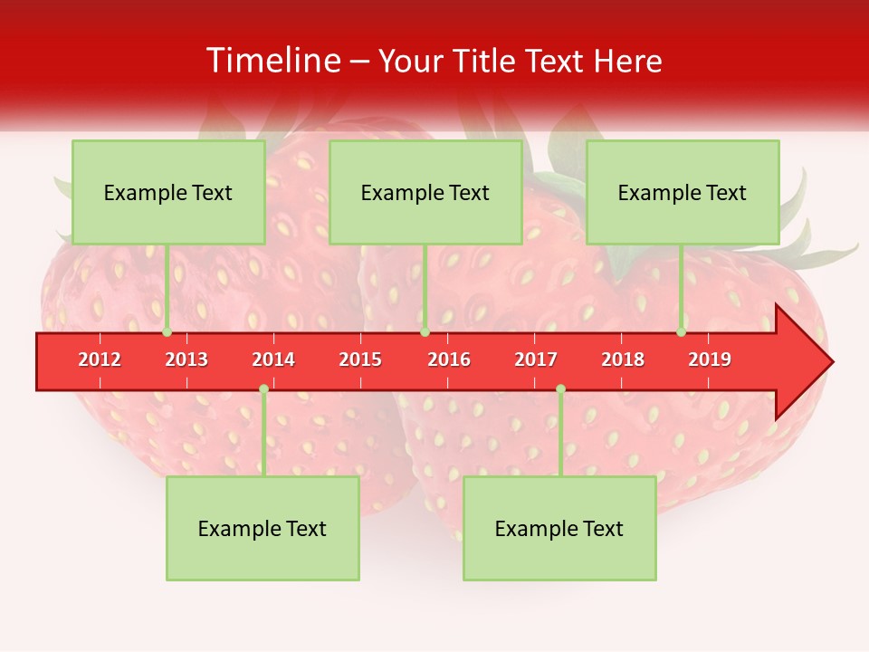 Two Strawberries With Green Leaves On A White Background PowerPoint Template