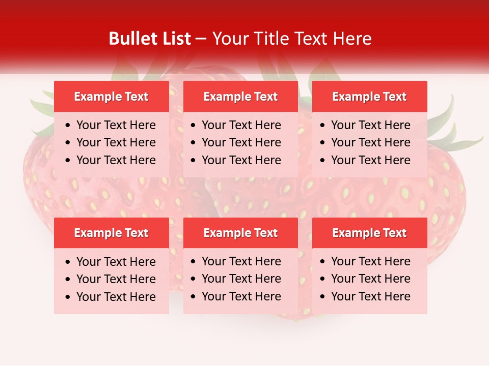 Two Strawberries With Green Leaves On A White Background PowerPoint Template