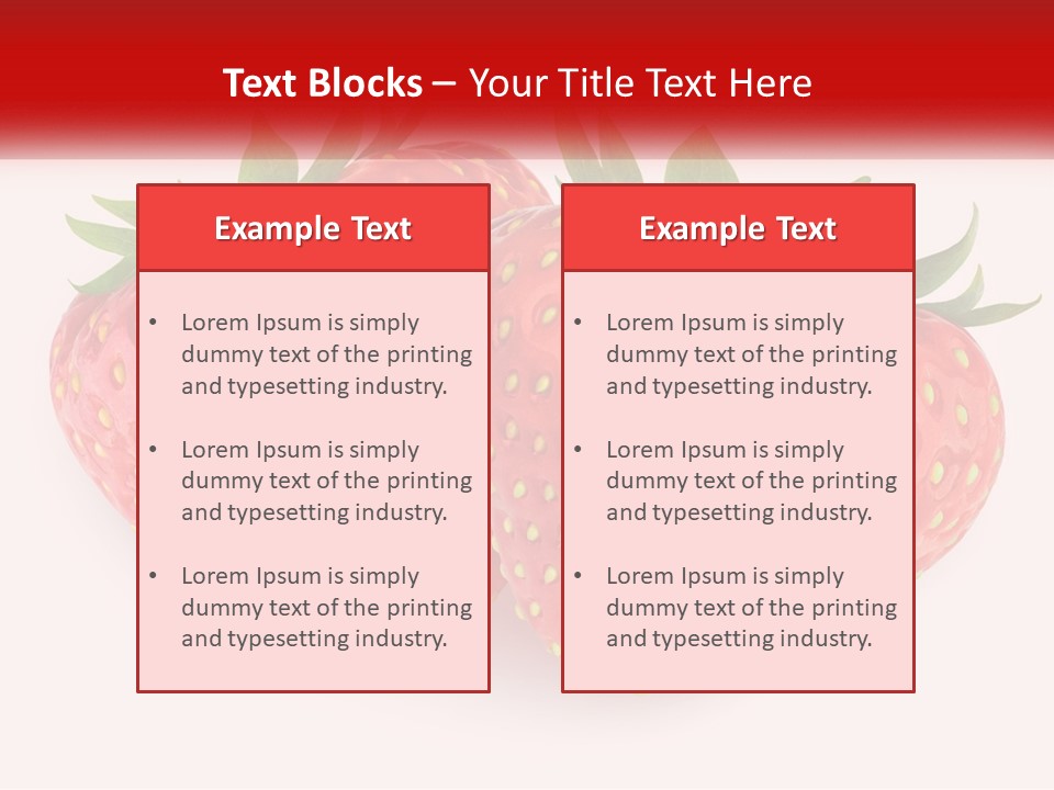 Two Strawberries With Green Leaves On A White Background PowerPoint Template