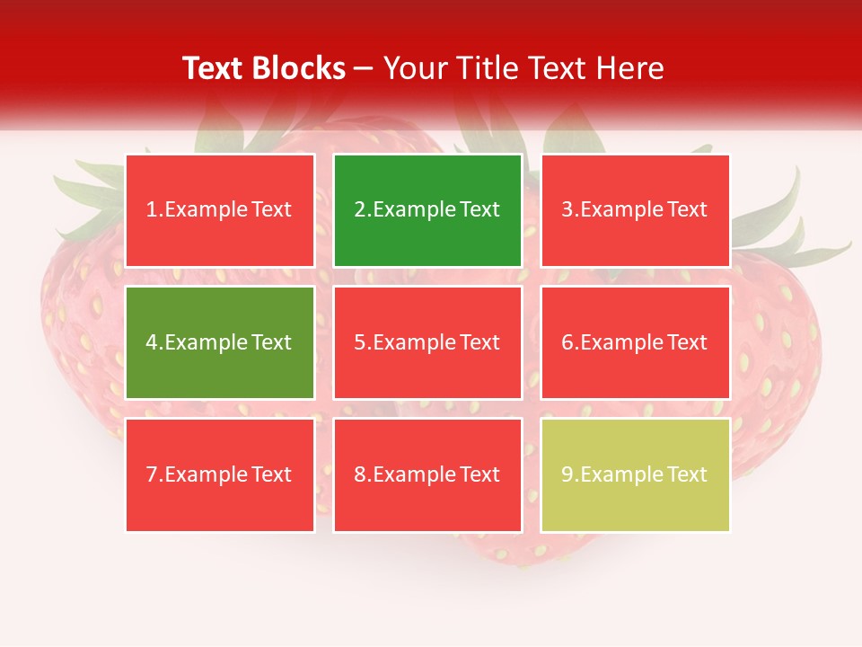 Two Strawberries With Green Leaves On A White Background PowerPoint Template