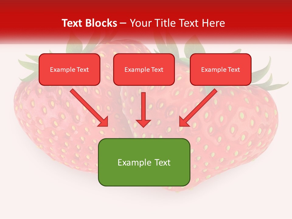 Two Strawberries With Green Leaves On A White Background PowerPoint Template