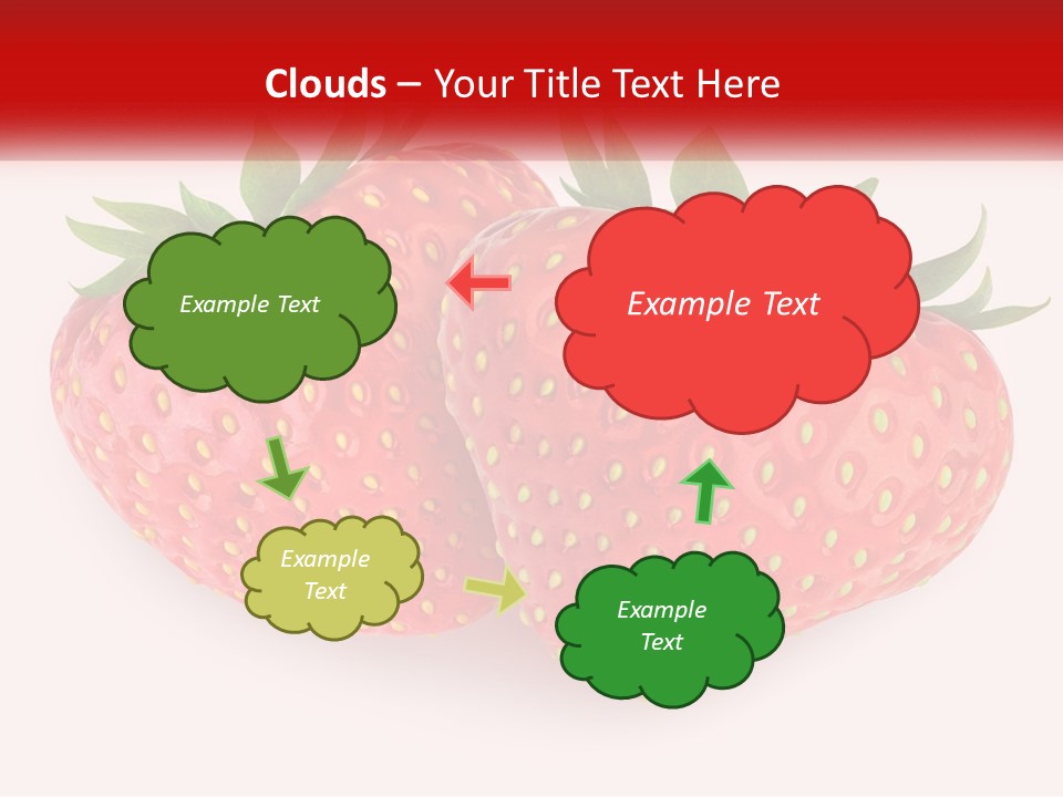 Two Strawberries With Green Leaves On A White Background PowerPoint Template
