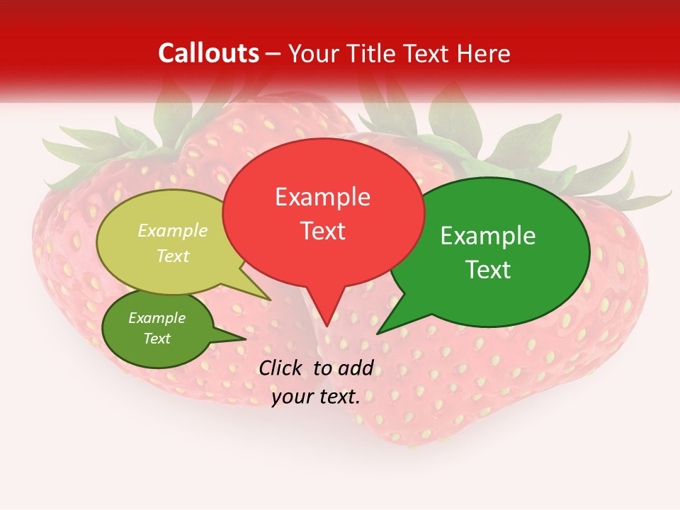 Two Strawberries With Green Leaves On A White Background PowerPoint Template
