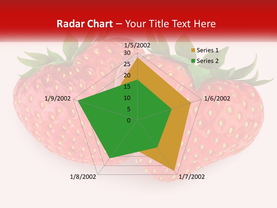 Two Strawberries With Green Leaves On A White Background PowerPoint Template