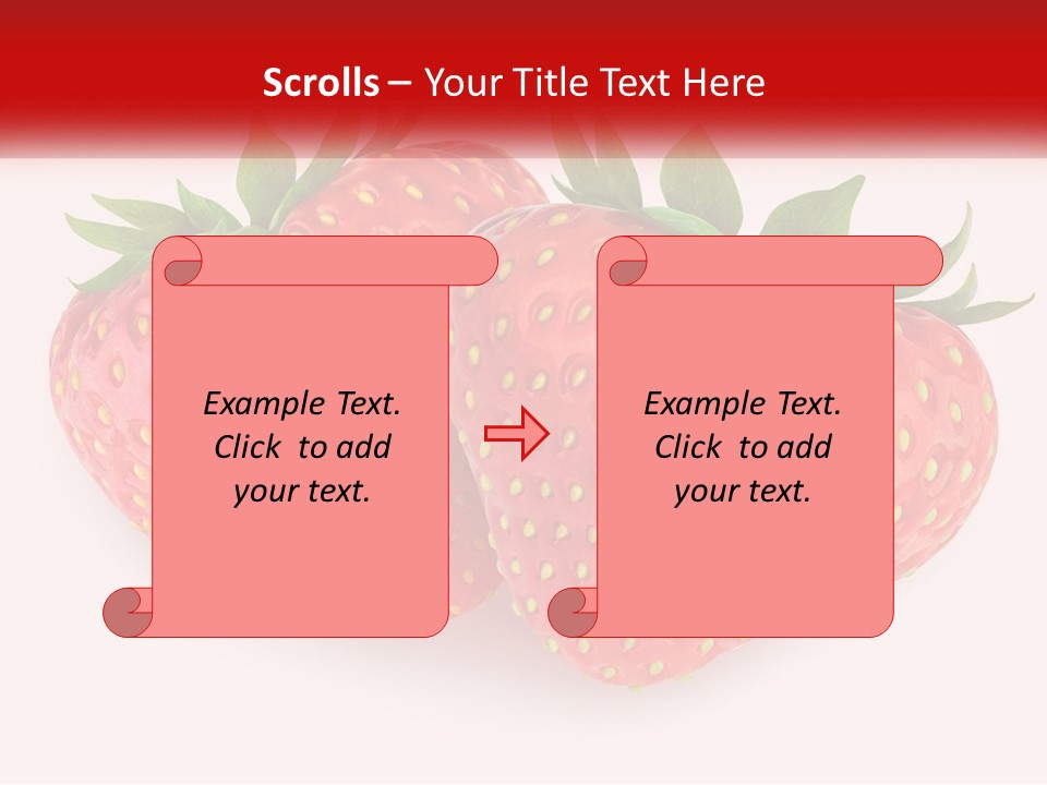 Two Strawberries With Green Leaves On A White Background PowerPoint Template