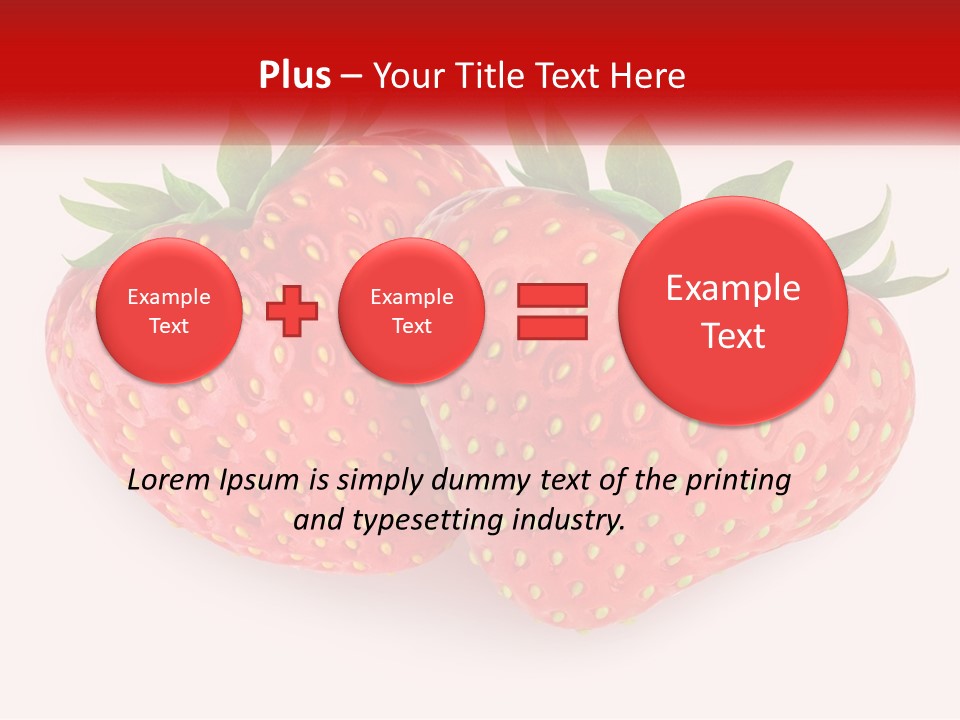 Two Strawberries With Green Leaves On A White Background PowerPoint Template