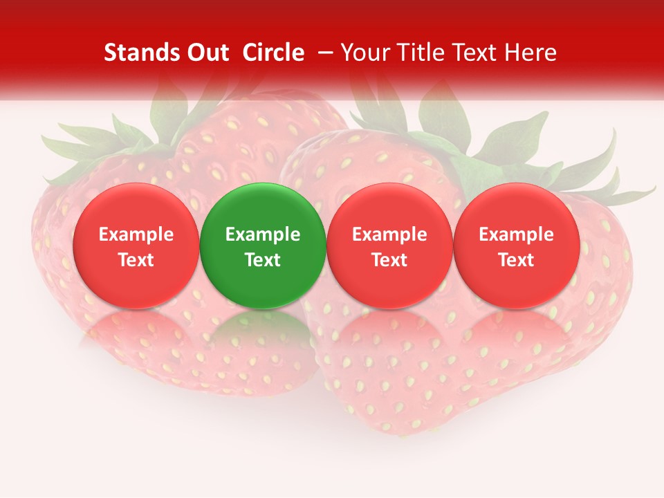 Two Strawberries With Green Leaves On A White Background PowerPoint Template
