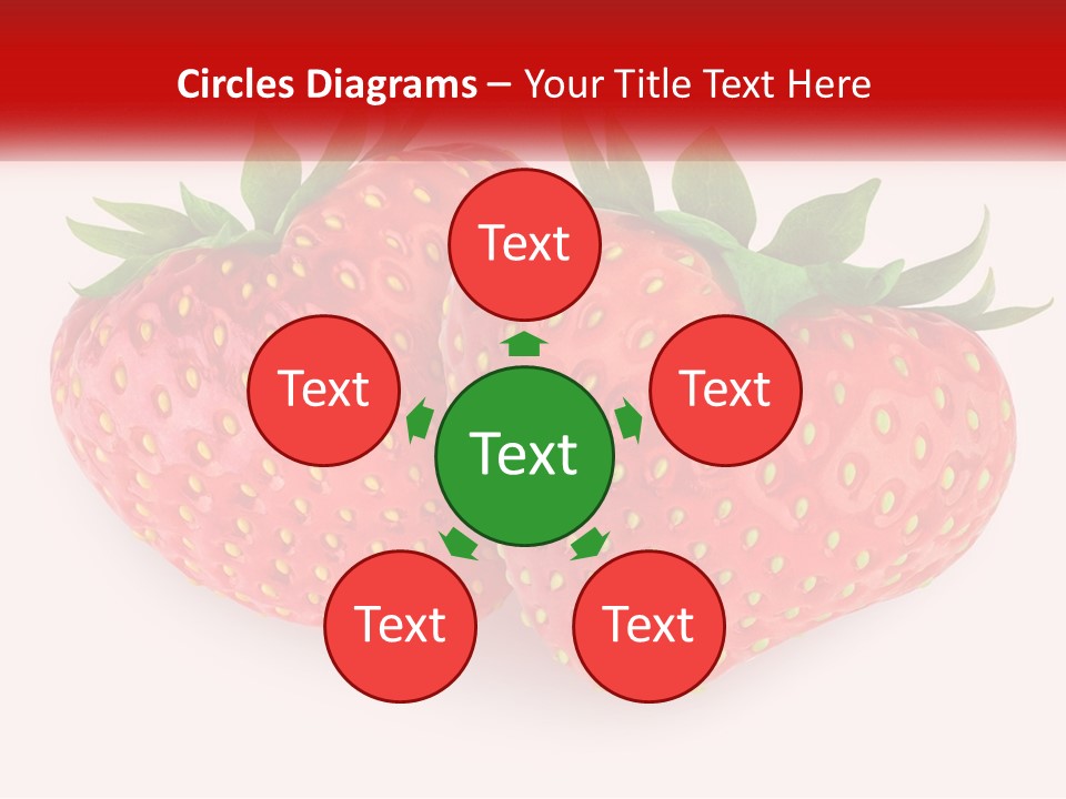 Two Strawberries With Green Leaves On A White Background PowerPoint Template