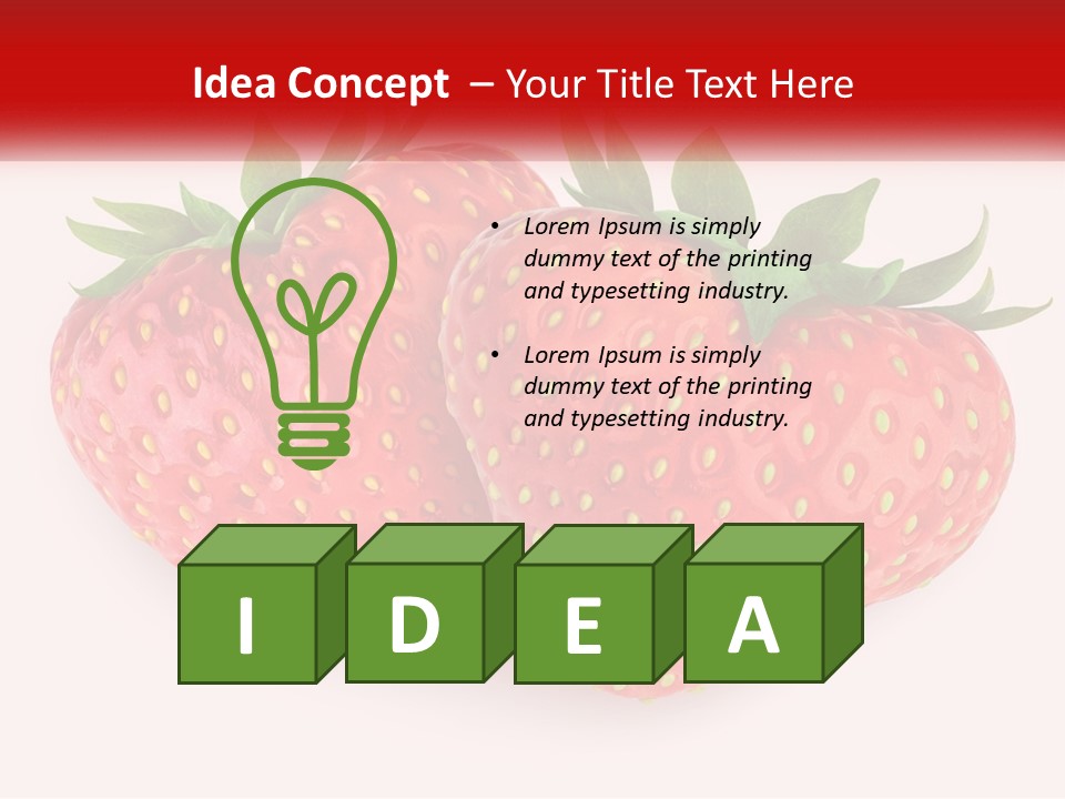 Two Strawberries With Green Leaves On A White Background PowerPoint Template