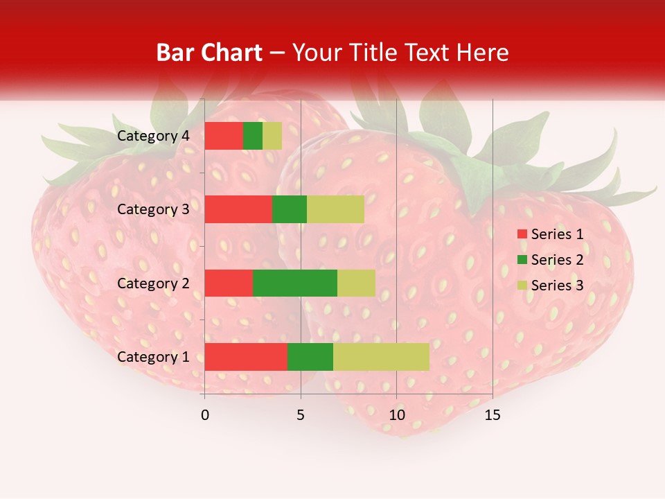 Two Strawberries With Green Leaves On A White Background PowerPoint Template