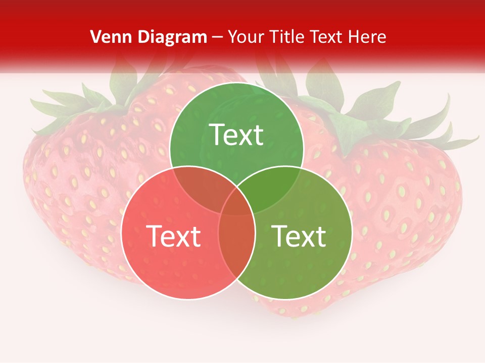 Two Strawberries With Green Leaves On A White Background PowerPoint Template