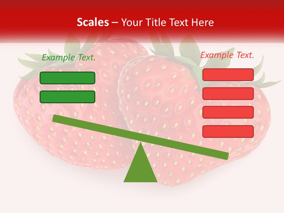 Two Strawberries With Green Leaves On A White Background PowerPoint Template