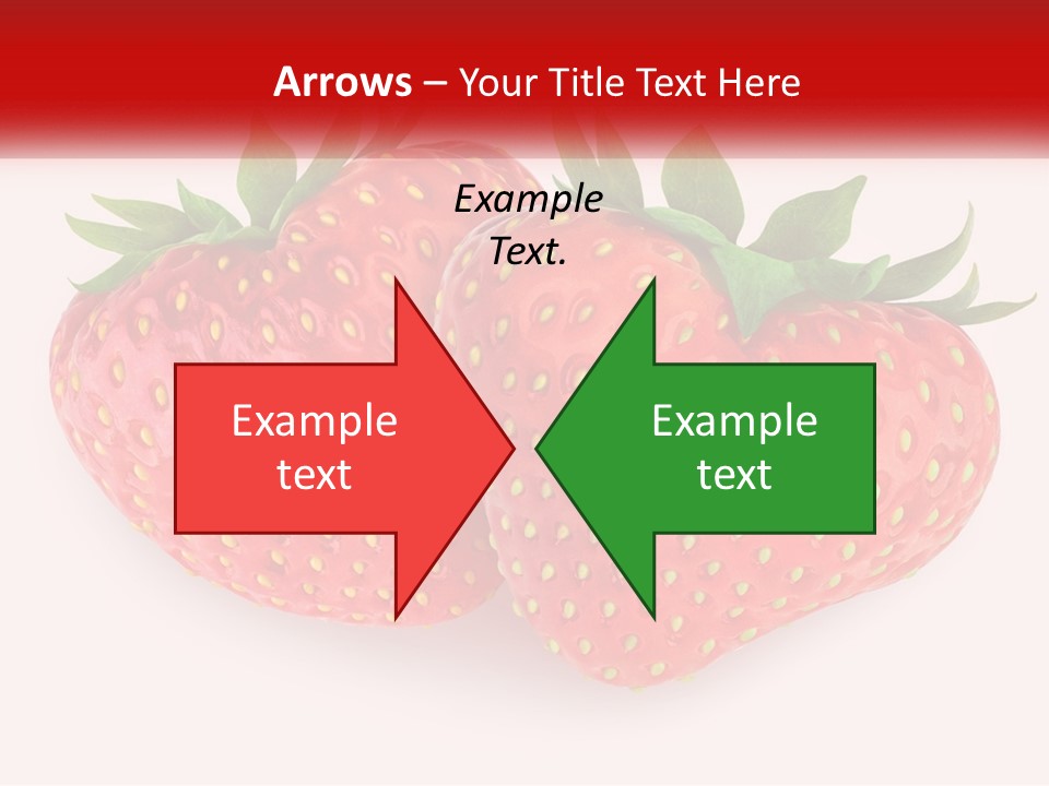 Two Strawberries With Green Leaves On A White Background PowerPoint Template