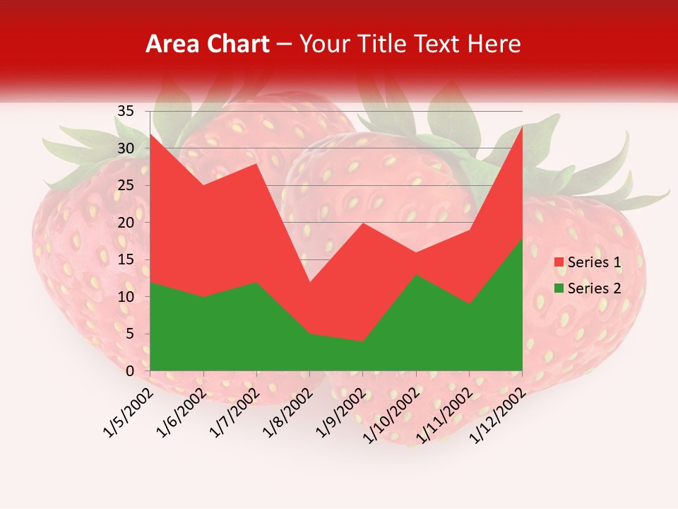 Two Strawberries With Green Leaves On A White Background PowerPoint Template