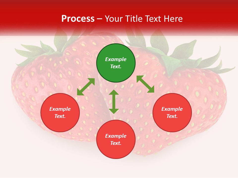 Two Strawberries With Green Leaves On A White Background PowerPoint Template
