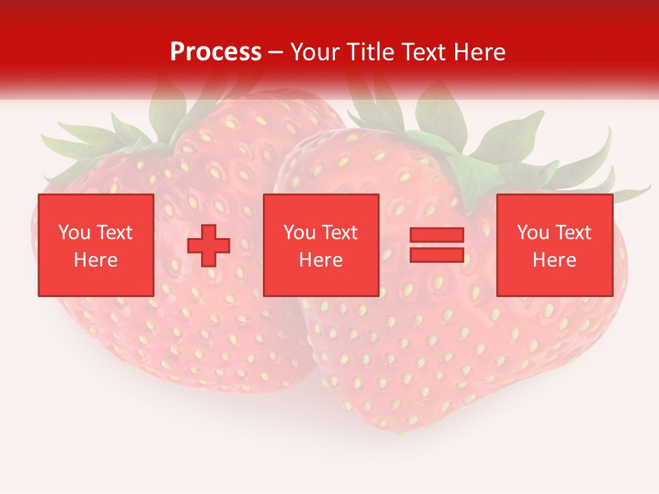 Two Strawberries With Green Leaves On A White Background PowerPoint Template