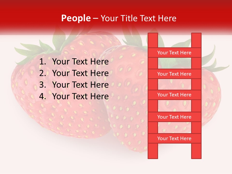Two Strawberries With Green Leaves On A White Background PowerPoint Template