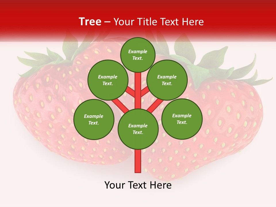 Two Strawberries With Green Leaves On A White Background PowerPoint Template