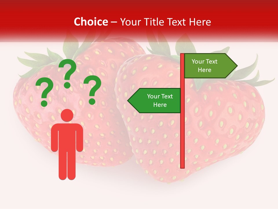 Two Strawberries With Green Leaves On A White Background PowerPoint Template