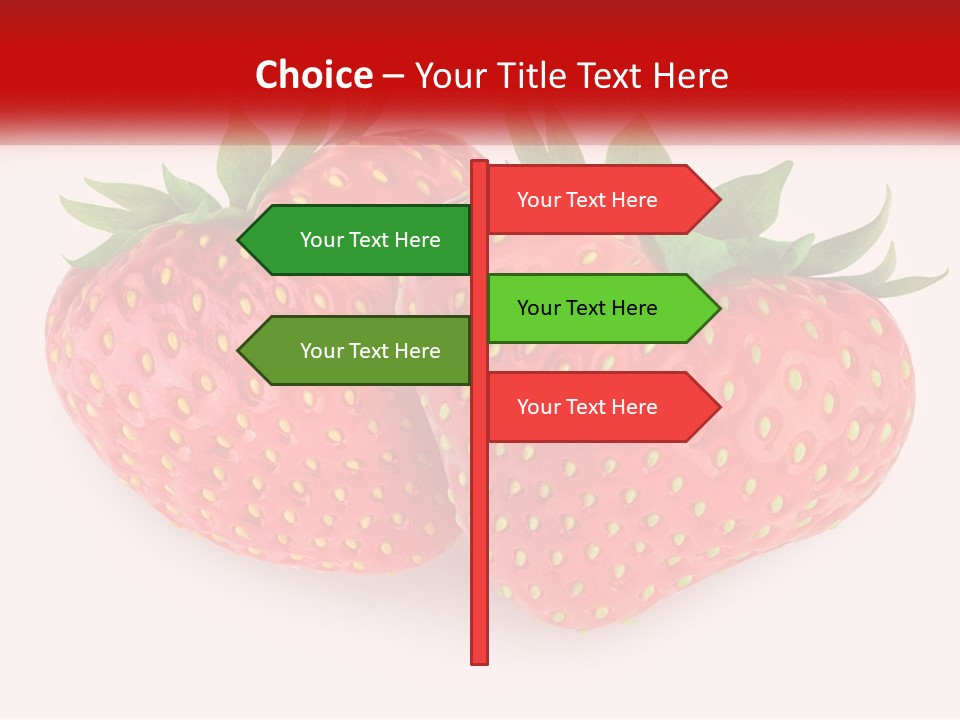 Two Strawberries With Green Leaves On A White Background PowerPoint Template