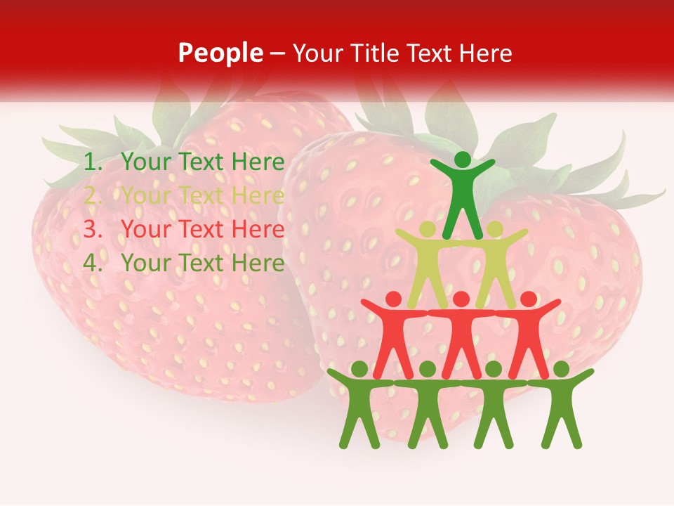 Two Strawberries With Green Leaves On A White Background PowerPoint Template