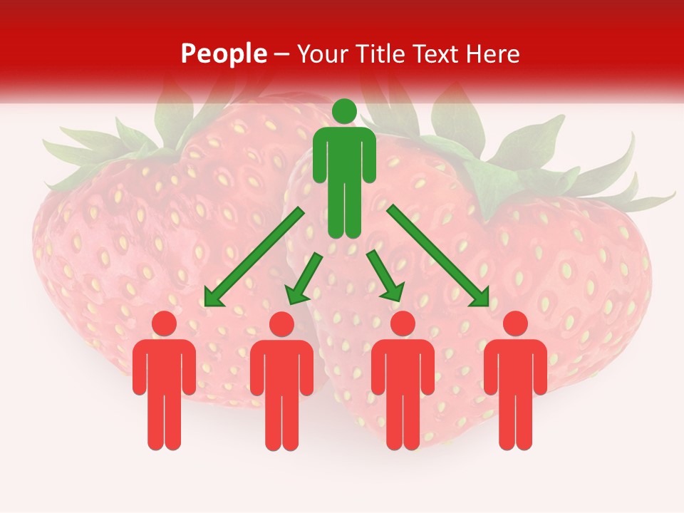 Two Strawberries With Green Leaves On A White Background PowerPoint Template