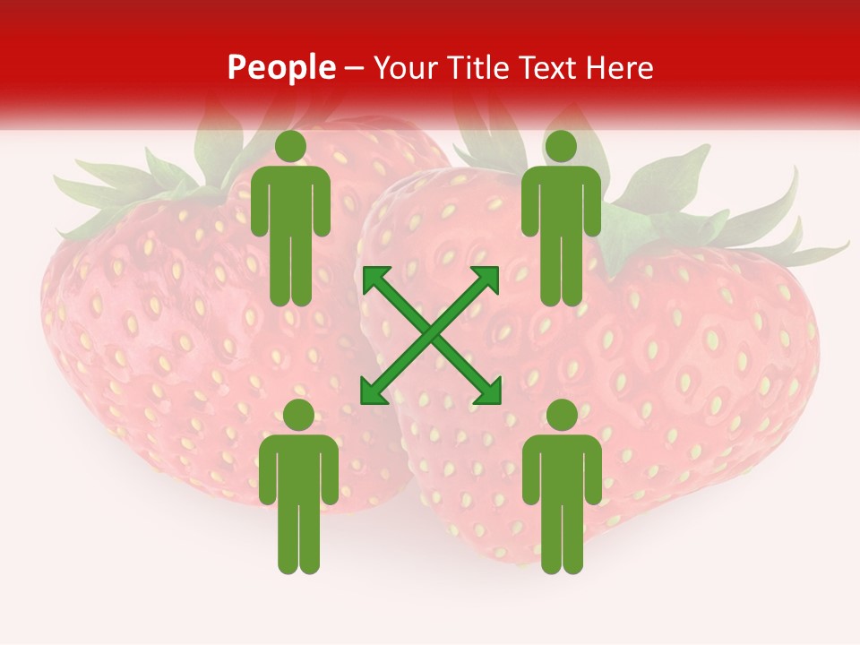 Two Strawberries With Green Leaves On A White Background PowerPoint Template