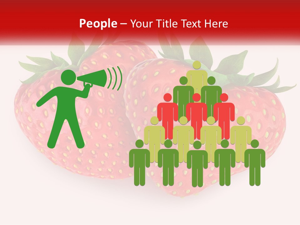 Two Strawberries With Green Leaves On A White Background PowerPoint Template