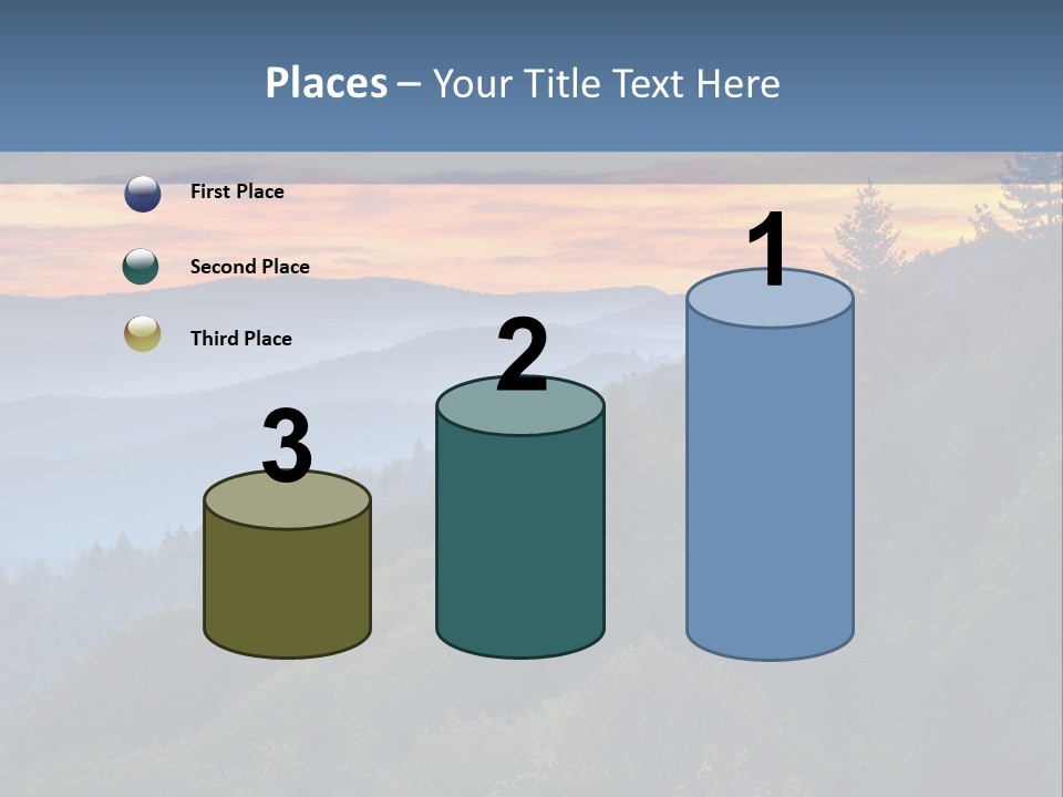 A Sunset Over A Mountain Range With Trees In The Foreground PowerPoint Template