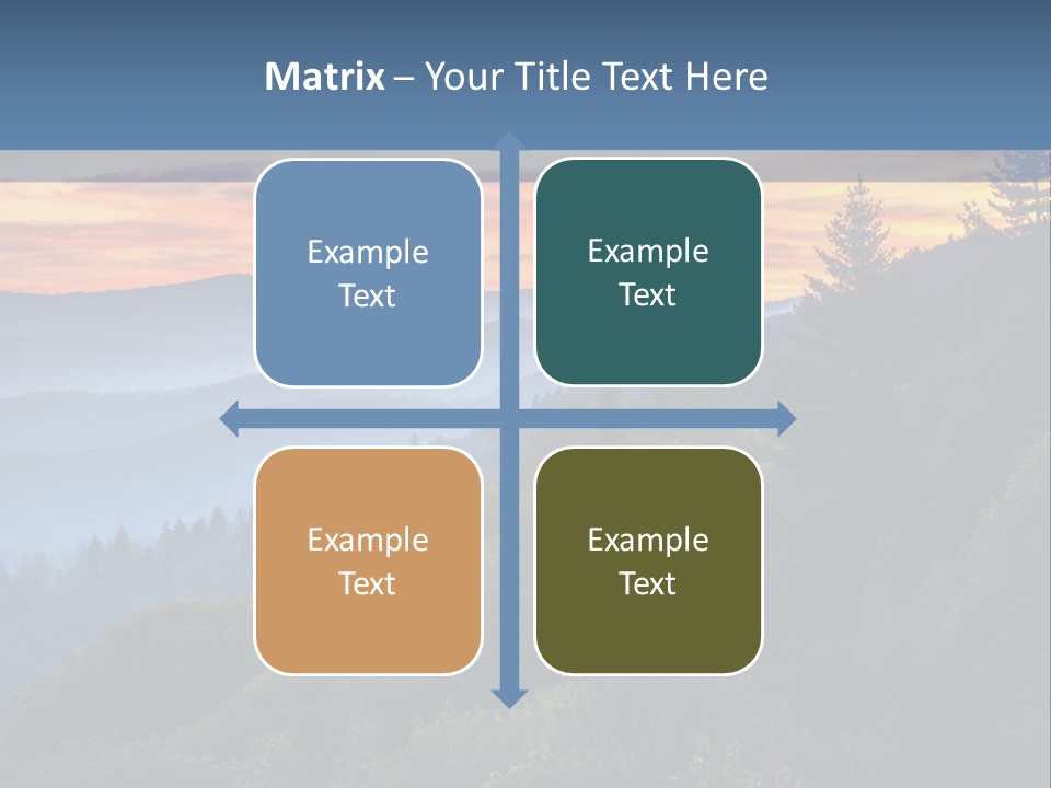 A Sunset Over A Mountain Range With Trees In The Foreground PowerPoint Template