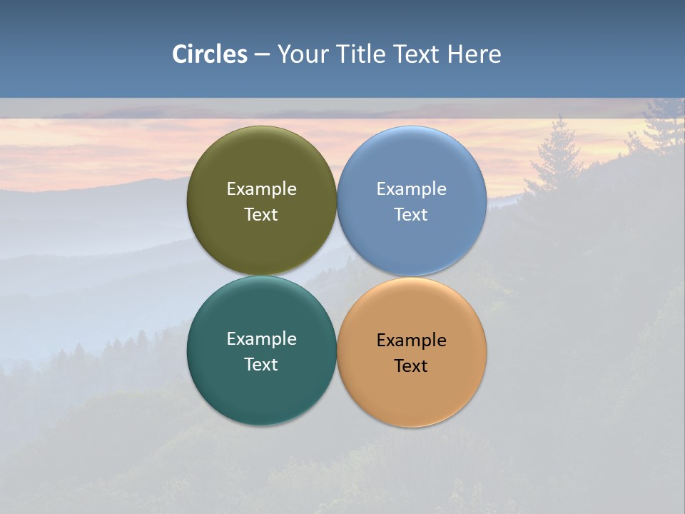 A Sunset Over A Mountain Range With Trees In The Foreground PowerPoint Template