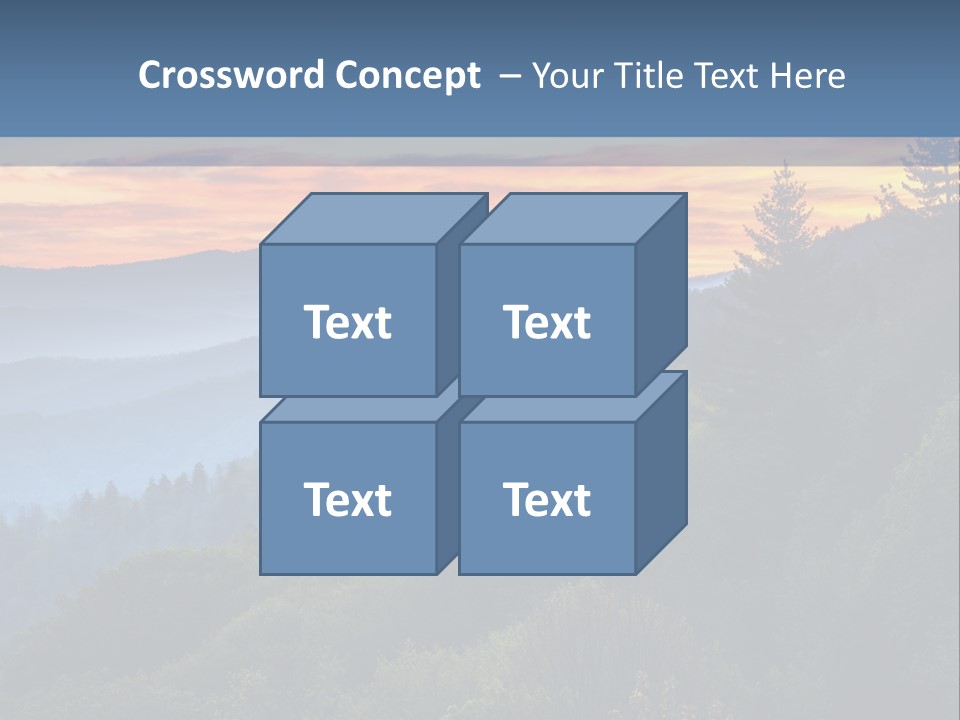 A Sunset Over A Mountain Range With Trees In The Foreground PowerPoint Template